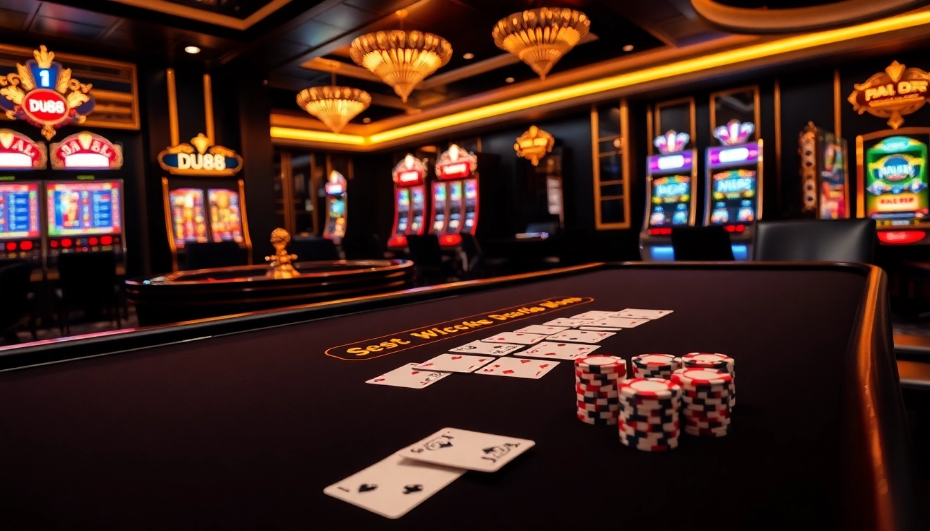 Experience thrilling gambling action at DU88 with luxurious poker chips and a vibrant roulette wheel.